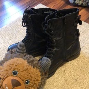 Black combat boots